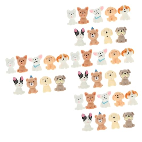 Abaodam 36 STK Süßes Welpenmodell Mini-Hundefiguren Welpen-Cupcake-Topper Mikrolandschaftsornament kleine Tierfigur Feengarten Tier Dog Statue realistisches Welpendekor Hund-Harz-Statue von Abaodam