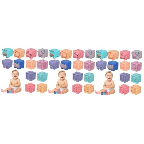 Abaodam 36 STK Holzblock Spielzeug Babyspielzeug spieluhren kauspielzeug Babies Toys Spielzeuge Bausteine weiche Babyblöcke Spielzeug zum Bauen für Kleinkinder weiches Gummi von Abaodam