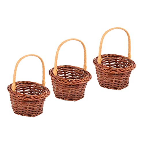 Abaodam 3St Handtasche ablagekörbe kühlkorb einkaufskorb Miniaturkorb Decor Mini-Körbe für Kinder Aufbewahrungskörbe für Spielzeug Aufbewahrungskorb Ornament Mikroszenenkorb Rattan Coffee von Abaodam