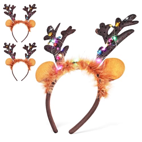 Abaodam 3St Hirschgeweih Stirnband Stirnband 3tlg Hautpflege-Stirnband Stand Neonkleidung Die christmas haarreif christmas headband Haarband Stirnband aus Horn Weihnachtshaarschmuck Vlies von Abaodam