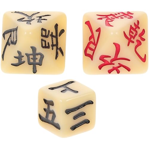 Abaodam 3St Ich Ching Dice Wahrsagerei liefert Würfel mit Wahrsagungssymbolen Weissagungsspiel Wahrsagerei-Brettspiel Glücksspiel Requisiten Chinesische Würfel zur Wahrsagerei Harz von Abaodam