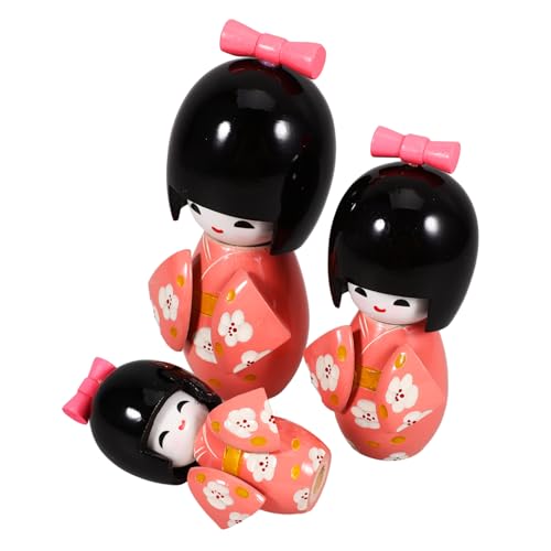 Abaodam 3St Kimono Puppen Puppe Figur Japanisches Plakat Japanisches Kimono- holzige Puppe BO Puppenschmuck im japanischen Stil Miniatur-Kimono-Puppe Desktop- hölzern Violett von Abaodam