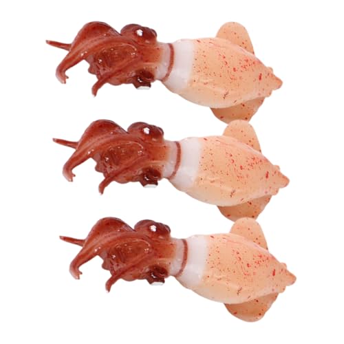 Abaodam 3St Mini- -Modell realistische Tintenfischmodelle Essensrequisiten zum Ausstellen künstlicher Calamari Figur kleine Tintenfischstatue künstliches Fleisch PVC von Abaodam