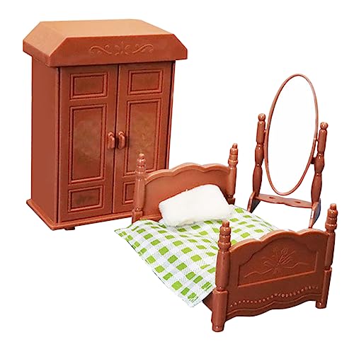 Abaodam 3St Puppenhausbett Miniatur beete bettrolle Kinderbett Puppenhausmöbel bedsüre kleiderlüfter Desk Decoration Mini- Puppenzubehör tragen Puppe Wohnkultur Stoff von Abaodam