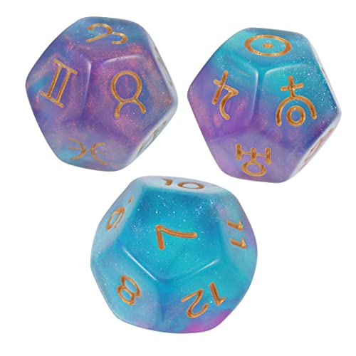 Abaodam 3St Sternbild Zahlenwürfel Rollenspiel Würfel Astrologie Weissagungswürfel Punktwürfel büro Spiele bürospiel Zahlenwürfel aus Acryl interessante facettenreiche Würfel Violett von Abaodam