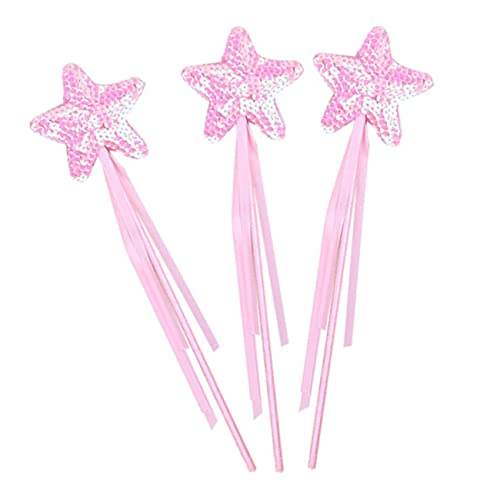 Abaodam 3St Zauberstab Glitzerband Neuheit Feenstab Schminkkasten Prinzessinnen-Sternenstab Schleife Fairy Wand Spielzeug für Kinder Party-Cosplay-Fee-Zauberstäbe Foto-Requisite Stoff Rosa von Abaodam