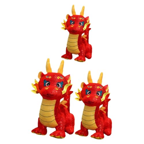 Abaodam 3st Jahr Der Drachen-Maskottchen- Spielzeug Tier Drache Stoffpuppe Ausgestopfter Drache Für Kinder Drachenplüschpuppe Drachenpuppe Chinesisches Neujahrsgeschenk Pp Baumwolle von Abaodam