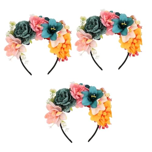 Abaodam 3st Stirnband Aus Künstlichen Blumen Mädchen Stirnband Blumenkranz Krone Haargirlande Floraler Kopfschmuck Kopfbedeckung Mit Floraler Krone Blumengirlanden-stirnband Stoff von Abaodam