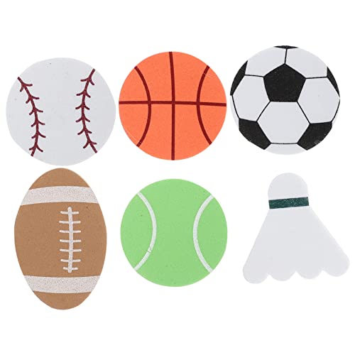 Abaodam 4 Packungen Schaumstoffball Aufkleber Basketball Aufkleber Sportbälle Badminton Federbälle Selbstklebende Ballaufkleber Scrapbooking Ballaufkleber Schaumstoff Baseball von Abaodam