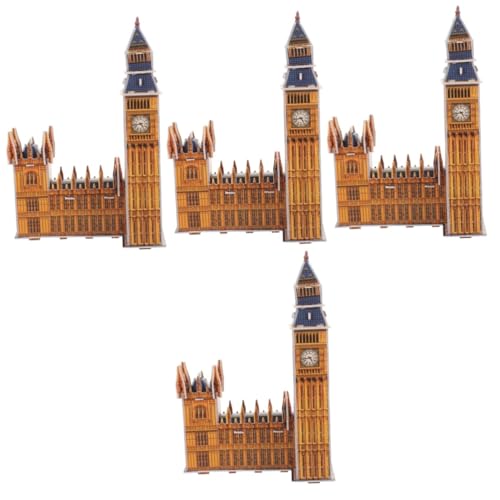 Abaodam 4 Sätze Big Ben-Puzzle Holzpuzzle für Erwachsene Baupuzzle für Erwachsene Kinder rätsel DIY Puzzle Papierpuzzle Bauen 3D-Puzzle für Erwachsene große Größe Statue schmücken von Abaodam