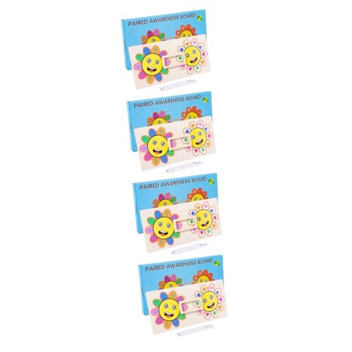 Abaodam 4 Sätze Blumen passendes Puzzle Kinder Puzzle rätselbuch Kinder kinderpuzzle Zahlenzuordnungsspielzeug Mathe-Lernspielzeug Cartoon-Puzzlespielzeug kognitives Spielzeug aus Holz von Abaodam