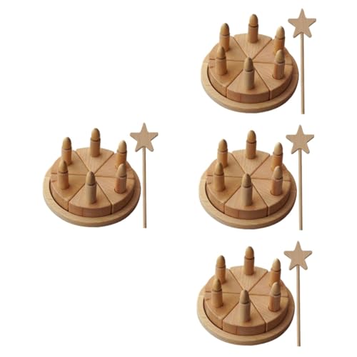 Abaodam 4 Sätze Feenkuchenkorb Feenstab für Kinder Kinder-Dessert-Spielzeug Geburtstagskuchen küchenspielzeug für Kinder Kitchen Toys for Essensspielzeug Spielen Kuchen Spielzeug Holz von Abaodam