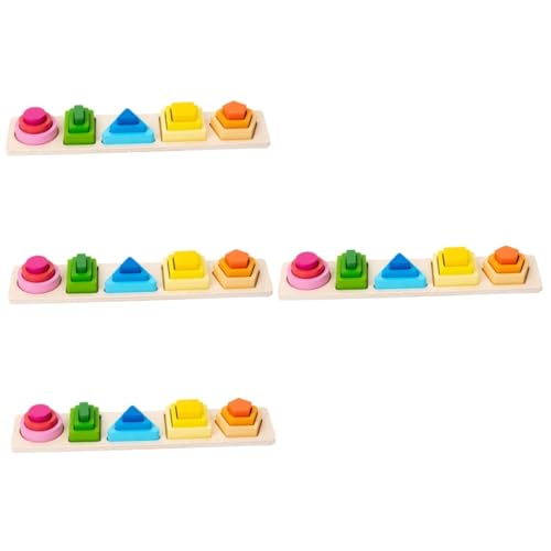 Abaodam 4 Sätze Geometrie-Puzzle Kinder Spielzeug Bauklötze Spielsachen Jigköpfe Puzzlekarte Bausteine Puzzlematte Spielzeuge Magnet Spielzeug Kinderspielzeug Magnetspielzeug Colorful Holz von Abaodam