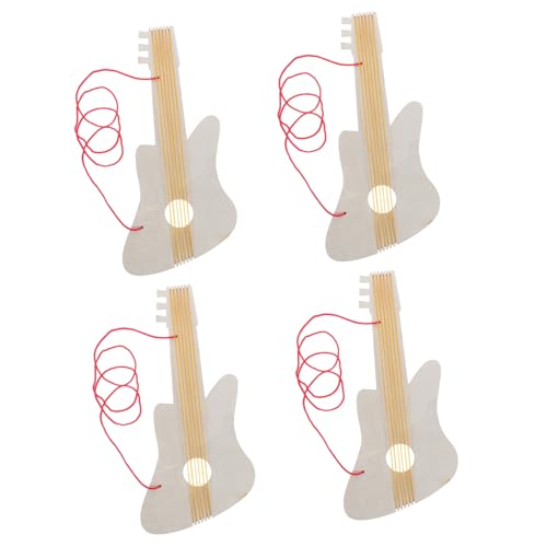 Abaodam 4 Sätze Kind Malt Holzgitarre Leere Akustikgitarre Handgefertigte Akustikgitarre Sockelplatte Gitarre Handwerkliche Gitarre Leere Gitarre Musikalische Gitarre Beige Hölzern von Abaodam