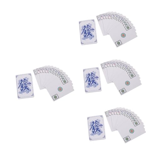 Abaodam 4 Sätze Mahjong-Poker Party-Mahjong-Karte Mini-Mahjong-kartenspielgerät Mahjong Für Die Party Chinesisches Mahjong Miniatur-Mahjong-kartenbausatz Spielzeug Für Die Reise Papier von Abaodam