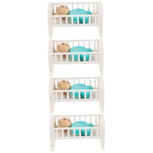 Abaodam 4 Sätze Puppenhausbett Puppenstubenmöbel Babypuppenbett Zubehör Für Puppenhäuser Miniaturbettmodell Mini Hausbett Mini-hausmöbel Mini-Kinderbett Puppenhaus Babybett Holz von Abaodam