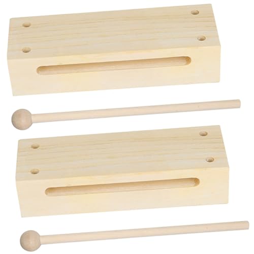 Abaodam 4 Sets Holzklöppel Rhythmus Spielset Zubehör Percussion Klöppelinstrument Tonblock Waschbrettinstrument Kinderinstrument Instrumente Holz Musikinstrument Buche von Abaodam