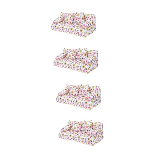 Abaodam 4 Sets Puppenhaus Mini Möbel Sofa Mini Versorgung Schreibtisch Mini Möbel Puppenhaus Mini Möbel Mini Sofa Mini Sofa Mit Kissen Miniatur Schaumstoff von Abaodam