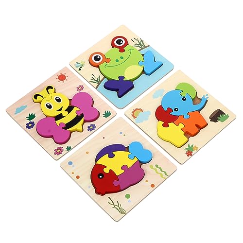 Abaodam 4er Set Holzpuzzle 3D Tierpuzzle Für Pädagogisches Zur Frühförderung Jigsaw Puzzle Board Für Kleinkinder Ideales Lernspielzeug Zur Entwicklung Von Intelligenz Und Kreativität von Abaodam