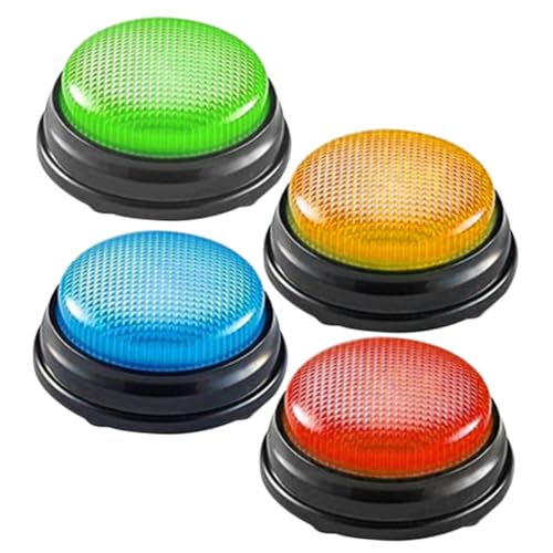 Abaodam 4 Stück Anrufbeantworter klingelt mit der Hand Buzzer Lernspielzeug Farbige Buzzer Antwort Buzzer Familien Spiele Spiel-Summer-Taste Spiel-Summer mit Licht und Ton Plastik von Abaodam