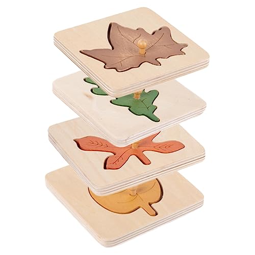 Abaodam 4 Stück Blatt-Puzzle Bildungsspielzeug Rätsel hinterlässt Puzzle- Blätter Puzzle- gefälschte Blätter Würfel Kinderspielzeug aus Holz Kleinkinder von Abaodam