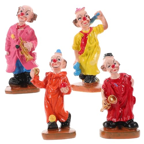 Abaodam 4 Stück Clown-Ornamente Mini-Clown-Figuren Clown-Accessoires Für Frauen Sandkastendekoration Clown-Miniatur Bonsai-Figuren Clownfigur Miniatur Clown-Desktop- Gartenclown Harz von Abaodam