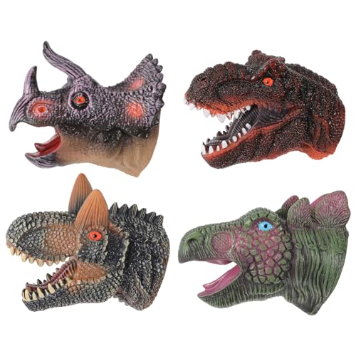 Abaodam 4 Stück Dinosaurier-Handpuppe Handpuppen für Rollenspiel Handpuppe Tierpuppen Handpuppe als Rollenspiel Handpuppe für Handpuppenspielzeug für Handspielzeug Vinyl von Abaodam