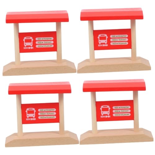 Abaodam 4 Stück Gleiszubehör Modelleisenbahn Outdoor Spielzeug Kinder-Bahnsteig-Spielzeug Zug-Eisenbahn-Hubbrücke Bahnsteigspielzeug für DIY-Eisenbahnszene Bahnsteig aus Holz hölzern rot von Abaodam