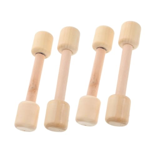 Abaodam 4 Stück Holzhantel für Kinder Holzspielzeug für Kinder Holz Dumbbells für Kinder Kindergarten Spielzeug Trainingshantel für Kleinkinder Trainingsgeräte für Kinder hölzern Beige von Abaodam