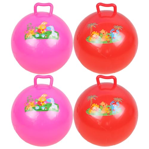 4 Stück Aldult PVC Hüpfball Kinder Hüpfball Spielzeug Trichter Kind Gummiband Griff Sprungball Tierspielzeug Set Aufblasbarer Ballon Hüpfball Kinderspielzeug Ballon Cartoon Ball von Abaodam