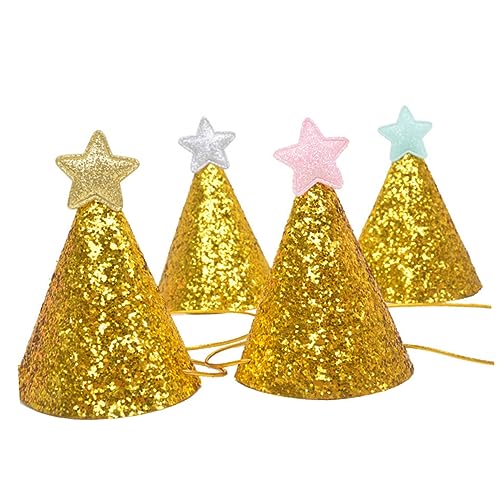 Abaodam Partyhüte für Jungen und Mädchen Zum Geburtstag 4-teiliges Set mit Glitzernden Kronenhüten Partyhüte für Kinder Geburtstagskrone Glänzende Kappe von Abaodam