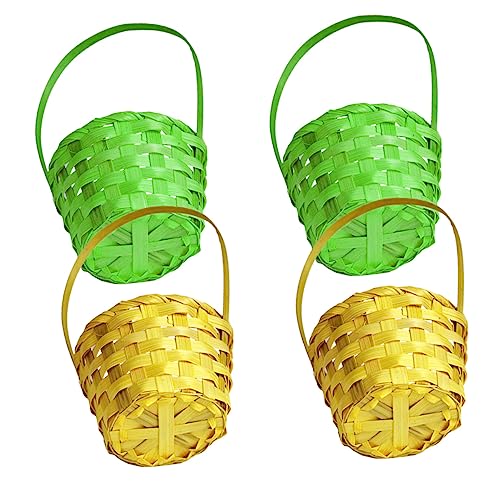 Abaodam 4 Stück Mini-Bambuskorb Speisekammer Obstschale Obstkorb mit Bananenaufhänger großer Spielzeugkorb kühlkorb einkaufskorb storage baskets bunte Körbe Osterei-Korb von Abaodam