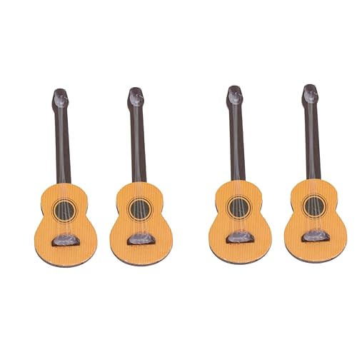 Abaodam 4 Stück Puppenhausgitarre Puppenhaus Figur Tischdekoration Gitarren Modelle Mini-Gitarre aus Holz Desktop-Holzminiaturen hölzern Statue Möbel Spielzeugzimmer Ornamente Bambus von Abaodam