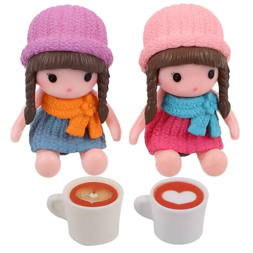 Abaodam 4 Stück Miniatur-Puppenornamente Puppen Set Puppen Puppenhaus Accessoires Puppen Figuren Set Dollhouse Dekoration Kaffeetassen-Anhänger kaffeemaschine Kleinkind Harz von Abaodam