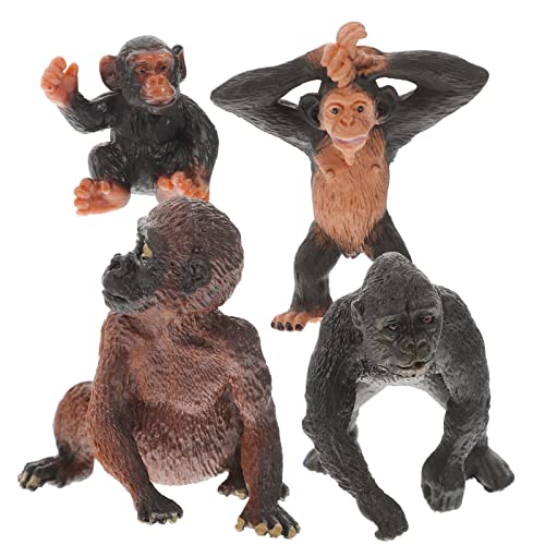 Abaodam 4 Stück Orang Utan Modell Zebra Tiere Gorillas Gorilla Tierspielzeug Tierfiguren Zoowächter Plüsch Kinderspielzeug Tierstatue Simulation Tierspielzeug Kunststoff von Abaodam