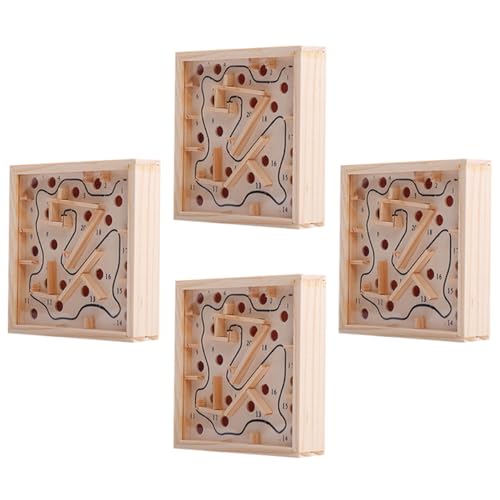 Abaodam 4 Stück Palmenlabyrinth Puzzle für Balance Board Puzzle Feinmotorik Balance Game Holzlabyrinth rätselhaftes hölzern Beige von Abaodam