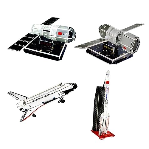 Abaodam 4 Stück Papierhandarbeitssatellit Raumschiff-handwerksmodell Flugmodus Schaumflugzeug Werfen Puzzle Space-Shuttle-Modell Papier 3D Raumschiff Dreidimensional Kind Spielzeug von Abaodam