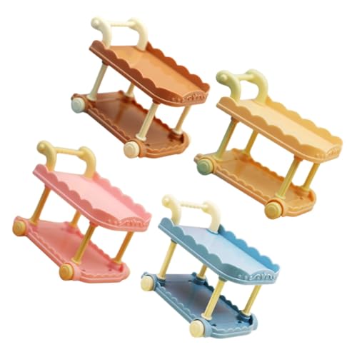 Abaodam 4 Stück Puppenhaus-speisewagen Spielzeug Autodeko Mini-esswagen-Ornamente Küchendekor Dekorative Mini-hausdekoration Mini-haushandwerk Miniatur-speisewagenmodelle Plastik von Abaodam