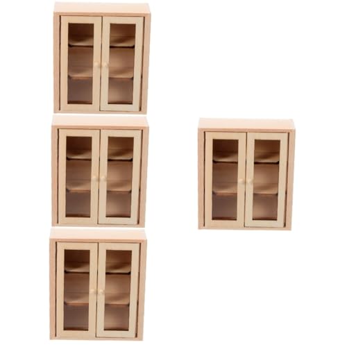 Abaodam 4 Stück Puppenhausmöbel Mini-möbelverzierung Möbelmodelle Mini- -bücherregal Minischrank Aus Holz Mini-bücherregal Aus Holz Simulation Mini-Schrank Mini-verzierung Hölzern von Abaodam