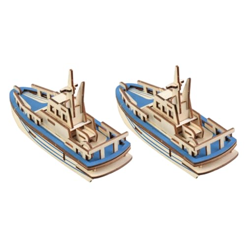 Abaodam 4 Stück Rettungsboot-Puzzle DIY-Puzzle-Schiff Lernspielzeug Boot-Modell-Dekor 3D-Puzzle Kinder Puzzle rätselbuch Kinder Rettungsboot aus Holz Puzzle-Spielzeug aus Holz Hölzern Blue von Abaodam