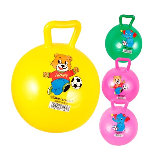 Abaodam 4 Stück Schläger handhaben Hüpfball mit Griffen Sprungball für Kleinkinder Kinder Hüpfball hupfball für Kinder Activity für Kinder Spielzeug Cartoon-Muster-Ball Kugel handhaben PVC von Abaodam