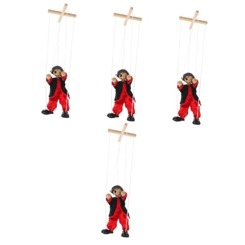 Abaodam 4 Stück Schnur Marionette Clown-Puppe lustige Piratenschiffe Piratenkegelpuppe Clown Plüschtier Clownpuppe Plüsch Clownfiguren Spielzeug Puppen Handpuppe Holzpuppe hölzern Black von Abaodam