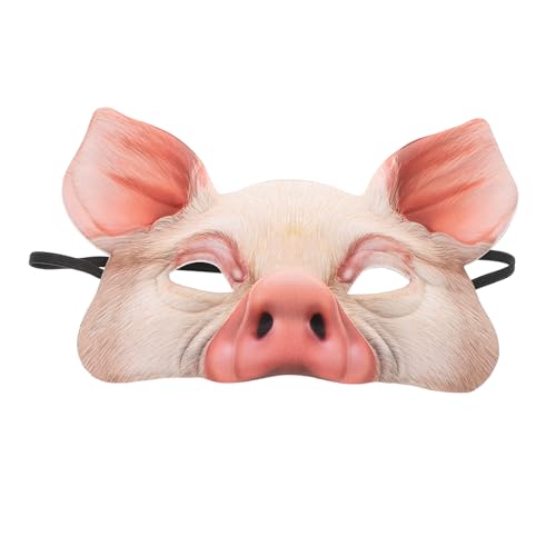 Abaodam 4 Stück Schweinemaske Verschleierung Halloween- -kostüm Schweinegesicht Halbmaske Halbgesichtsmaskenkostüm Halloween-tierschwein Schreckliches Halloween Geweih Nase Hase Rosa von Abaodam