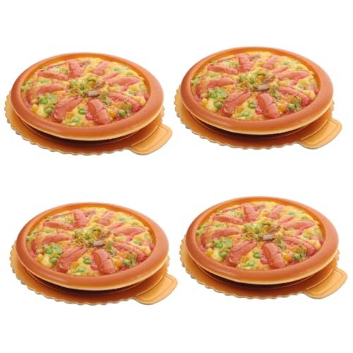 Abaodam 4 Stück Simulation Pizza-Modell Food-Modell-Requisite Simulation Lebensmittelspielzeug Pizza-Modell-Ornament Modellpizza Gefälschtes Pizzamodell Simuliertes Pizza-Spielzeug PVC von Abaodam