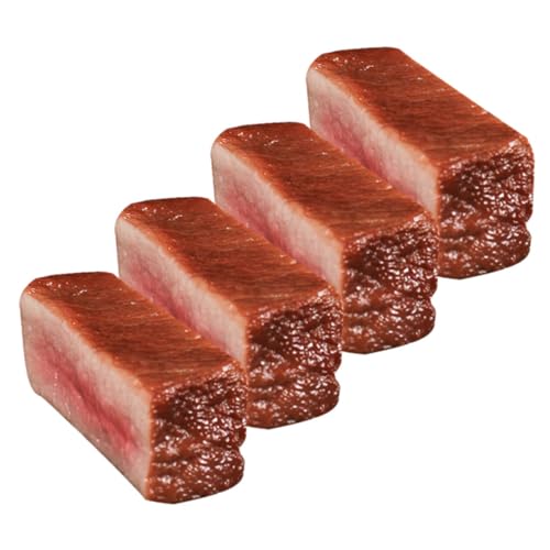 Abaodam 4 Stück Simuliertes Steak künstliche Steakmodelle Ausstellungsmodell für geröstetes Steak kucheltier tischdeko esstisch gefälschte Steak-Requisiten künstliches Fleisch PVC Brown von Abaodam