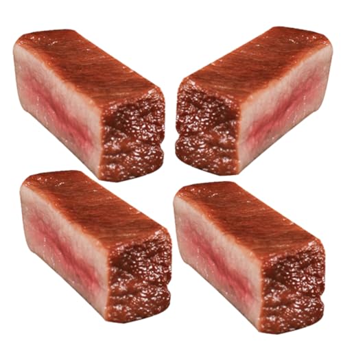 Abaodam 4 Stück Simuliertes Steak lebensechtes Fleisch gefälschtes gekochtes Fleisch kucheltier tischdeko esstisch gefälschte Lebensmittel gefälschtes Fleisch-Lebensmittelmodell PVC Brown von Abaodam