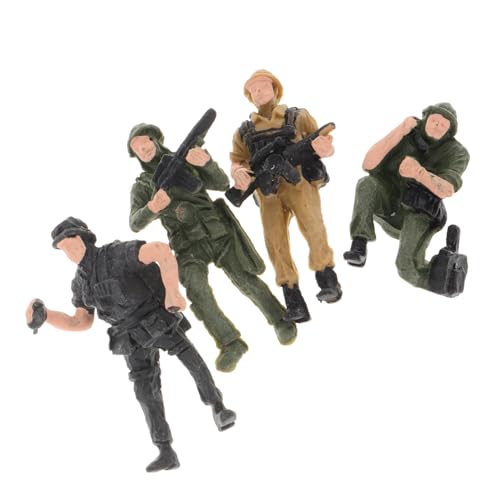 Abaodam 4 Stück Soldatenmodell Sandtisch-Soldaten-Modelle Minifiguren Winzige Soldatenfiguren Miniatur-soldatenfiguren Sandtisch Miniaturmenschen Realistische Menschenfigur Plastik von Abaodam