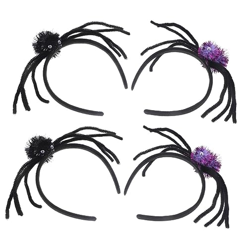 Abaodam 4 Stück Spinnen-stirnband Kopfbedeckung Make-up-stirnband Halloween-cosplay-stirnband Cosplay-teufel-stirnband Kinderkostüm Spinnennetz Haarband Halloween-party-stirnband Haarball von Abaodam