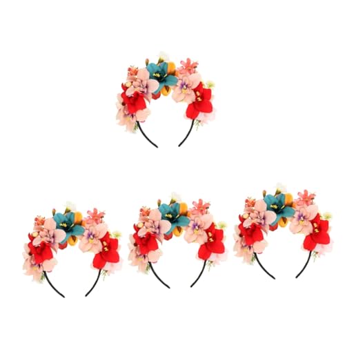 Abaodam 4 Stück Stirnband aus künstlichen Blumen Stirnbänder für Damen künstlicher Blumenkranz wedding hair accessories hochzeits haarschmuck braut kopfschmuck Stirnband Stoff von Abaodam