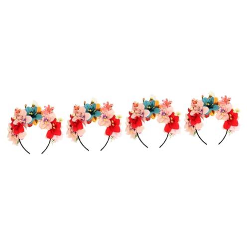 Abaodam 4 Stück Stirnband aus künstlichen Blumen wedding hair accessories hochzeits haarschmuck brautjungfer rose tiara dicke Stirnbänder für Frauen Blumenhaarkranz Blumen-Haar- Stoff von Abaodam